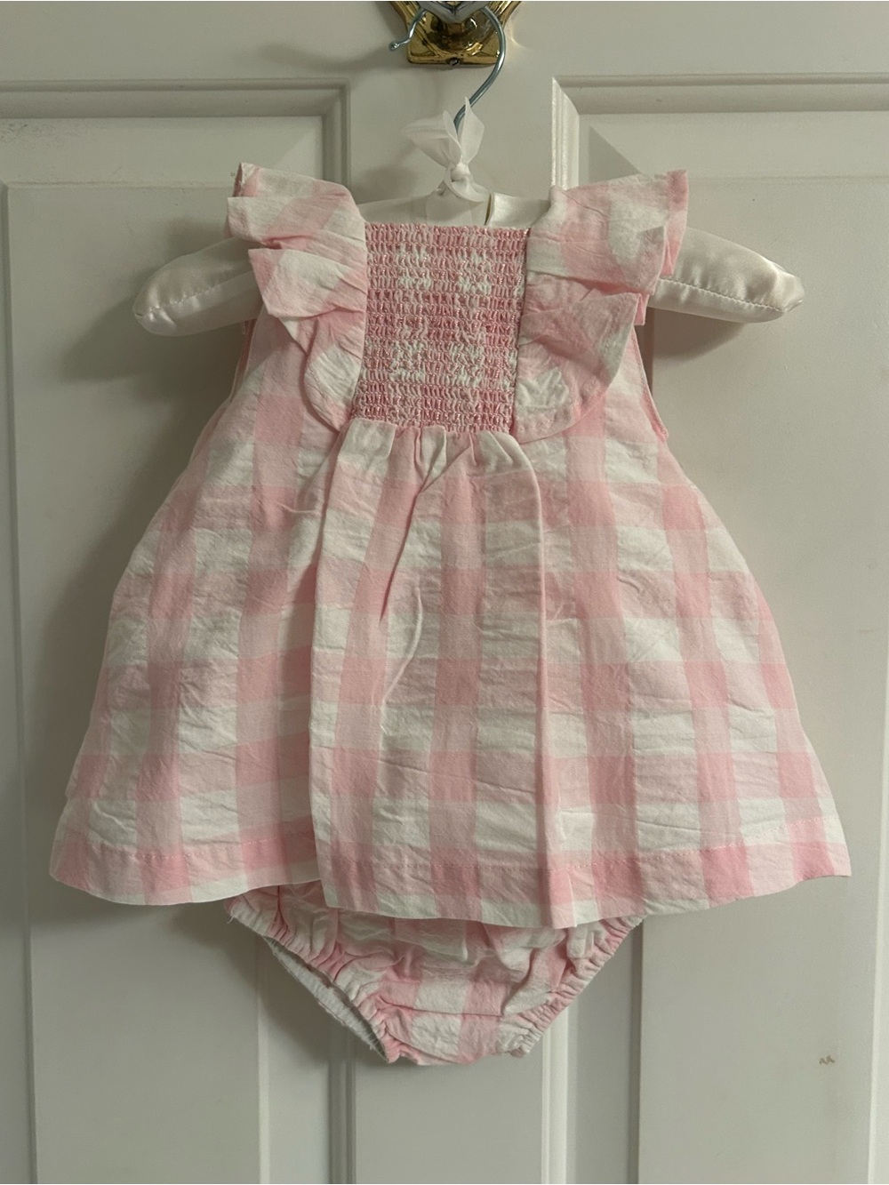 NWT-Newborn Girls Edgehill Collection Pink and White Gingham Baby Dress